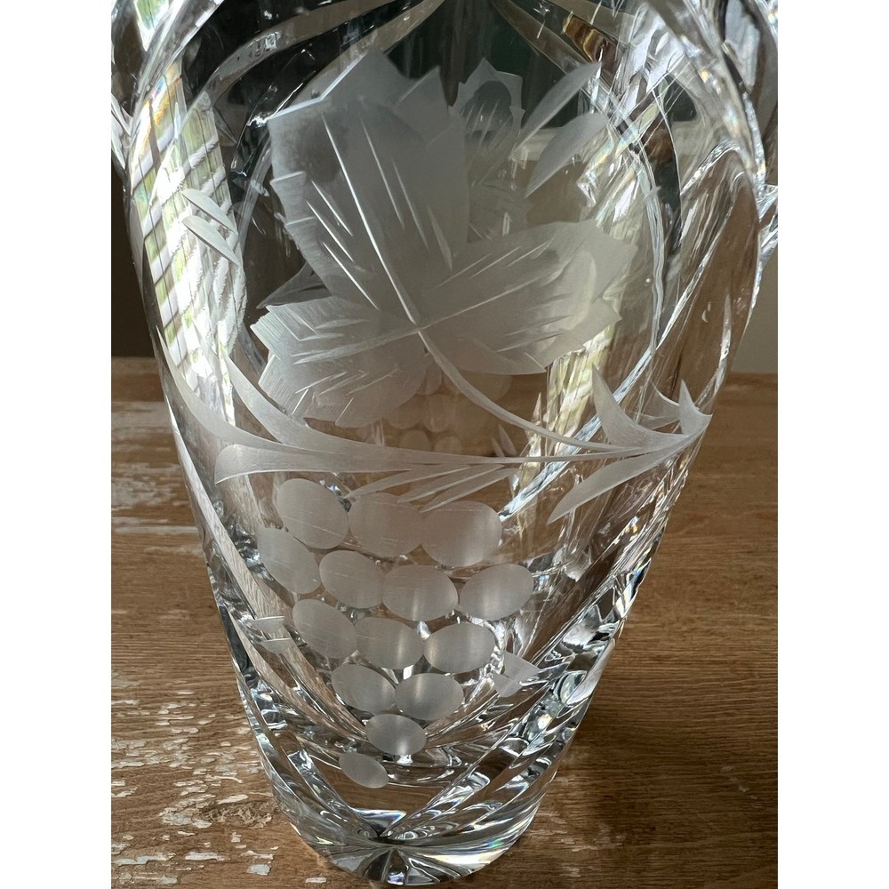 1960s Vintage German Lausitzer Lead Crystal Glass Flower Vase DD50 - Grape Leaf - Picture 3 of 5